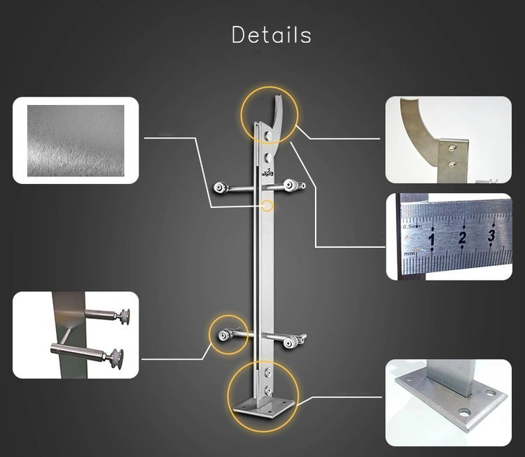 Professional Wholesaler Made Metal Material Standoff Stainless Steel Stair Balcony Frameless Glass Railing