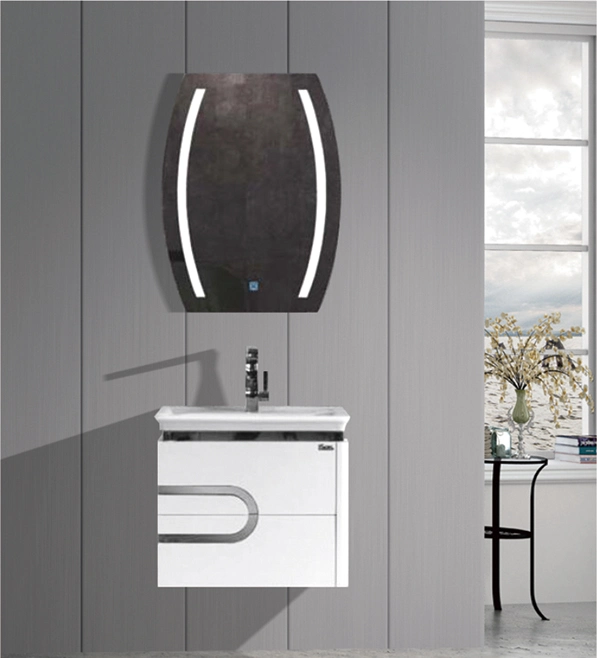 European Style Wall Mount Bathroom Vanity Sets Cabinet PVC Bathroom with Light Mirror