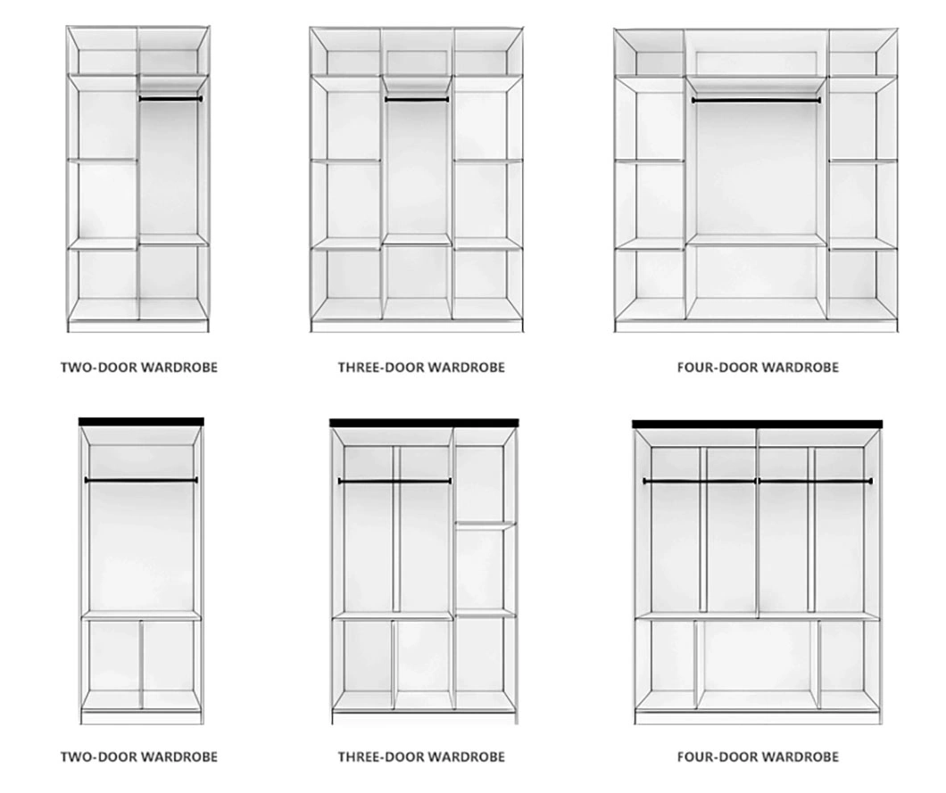 Home Furniture Bedroom Wall Wardrobe Design Clothes Cupboard 400 mm Depth 3 Door Wooden Closet Wardrobe